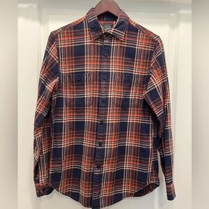 J. Crew Navy and Orange Plaid Casual Shirt